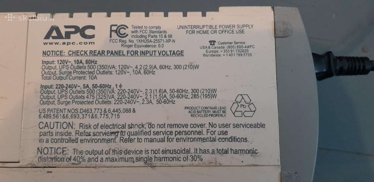 Nepertraukiamo maitinimo blokai Apc Ups 500 - nuotraukos Nr. 6