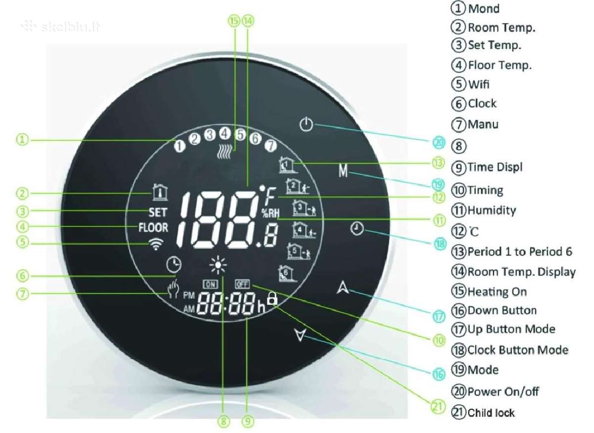 6000galn Touch Screen Thermostat termostatas