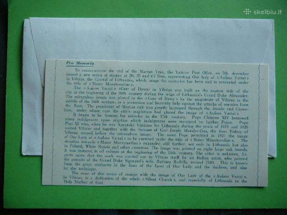 Vatikanas Ausros vartai Lietuva 1954 Pdv549j - nuotraukos Nr. 3