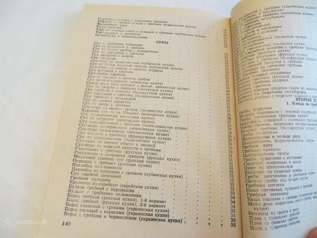 Knyga Pasaulio tautų grybų virtuvė. Receptai 1991m - nuotraukos Nr. 20