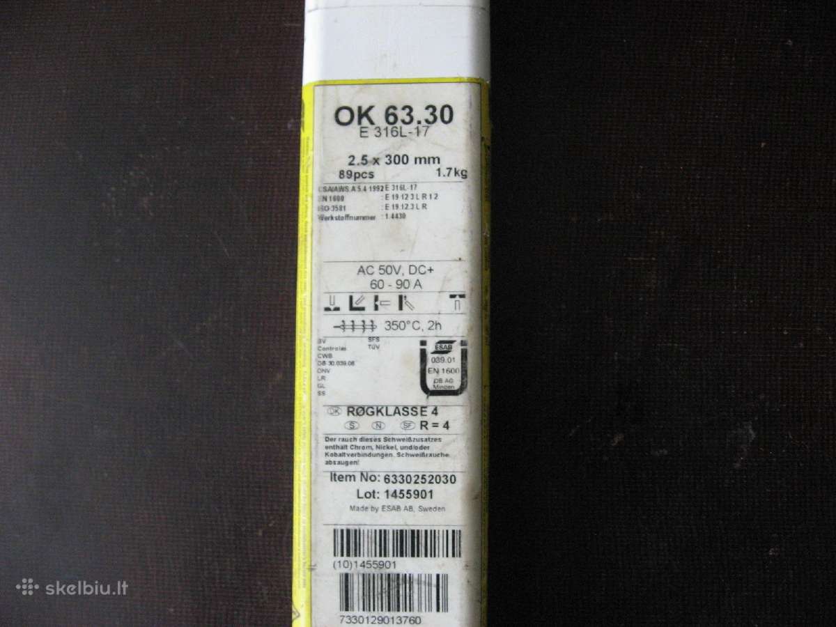 Elektrodai Ok.63.30 2,5x300mm 1,7 kg