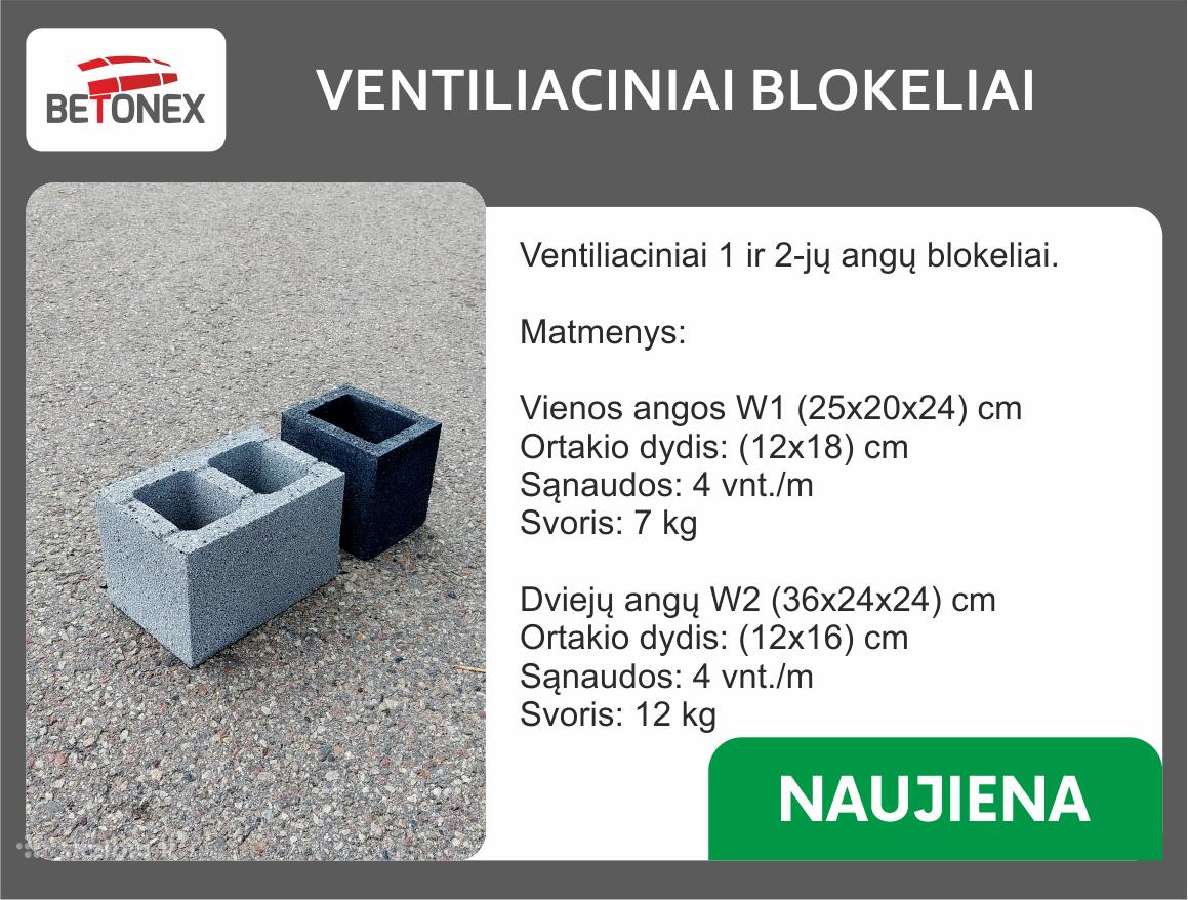 Klojiniai ir ventiliaciniai blokeliai Betonex - nuotraukos Nr. 3