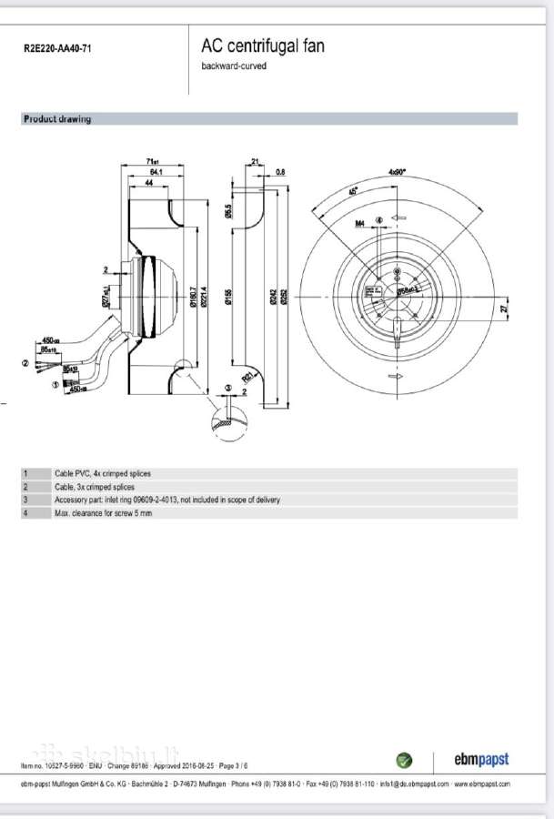 Ebm papst R2e220-aa40-71 100w - nuotraukos Nr. 3