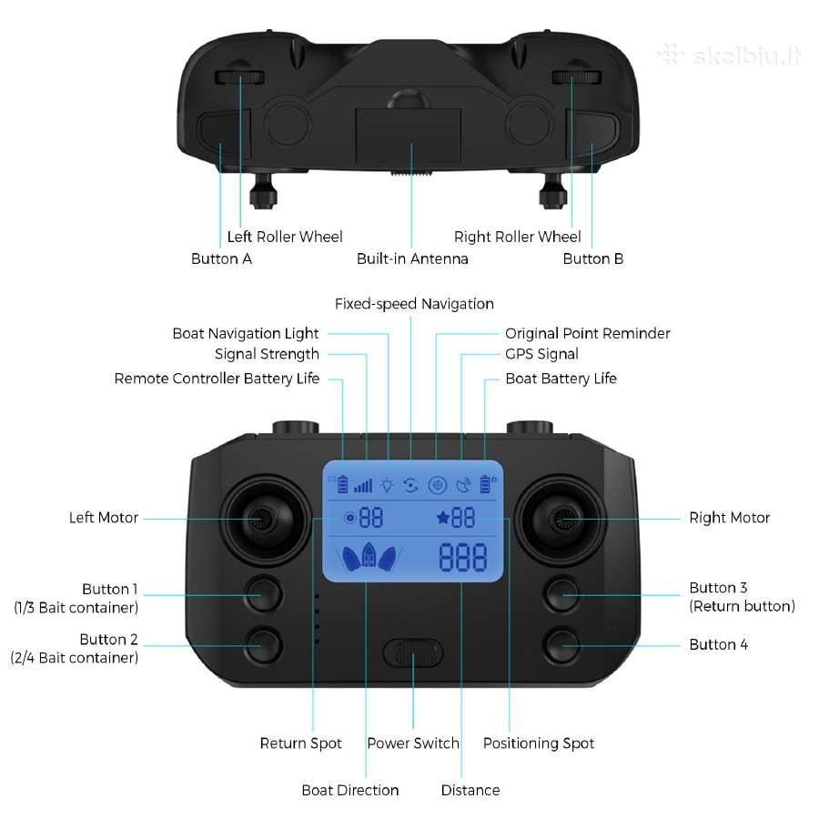 Flytec V019 pašarų laivelis su GPS navigacija - nuotraukos Nr. 12