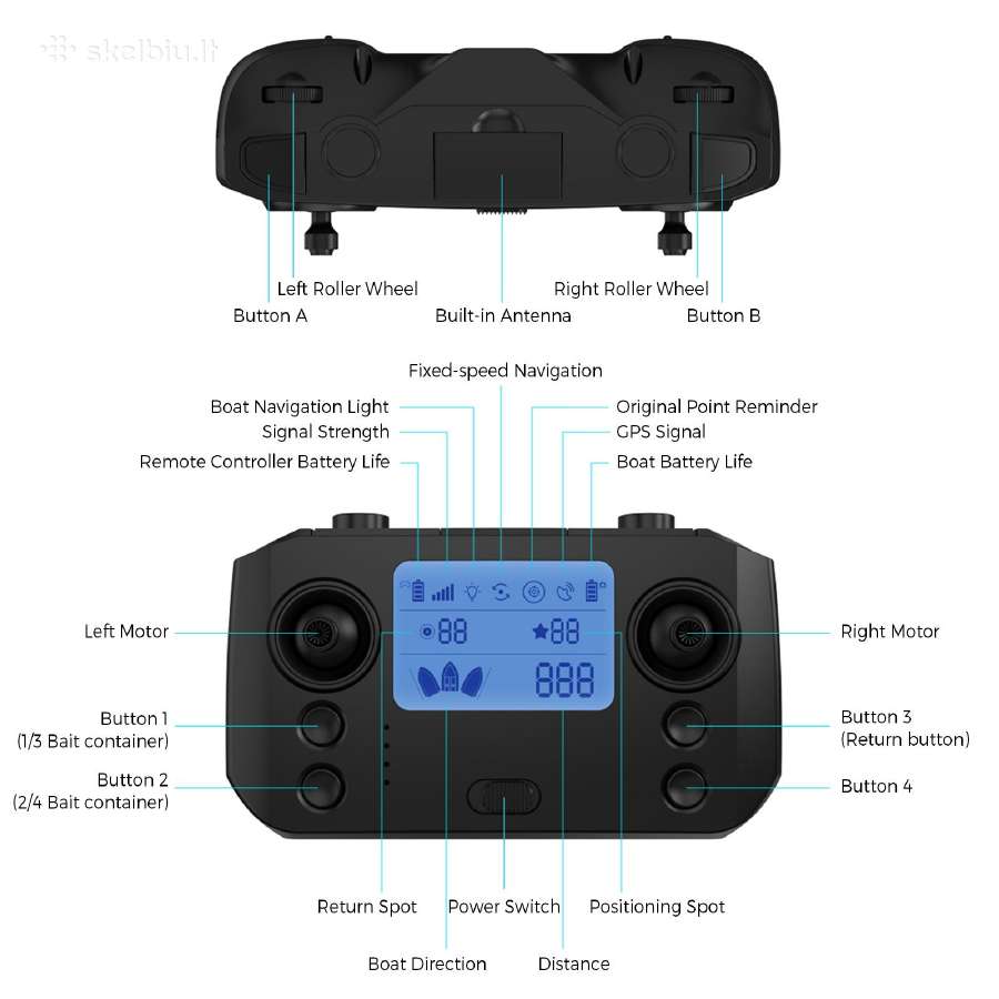 Flytec V019 pašarų laivelis su GPS navigacija - nuotraukos Nr. 13