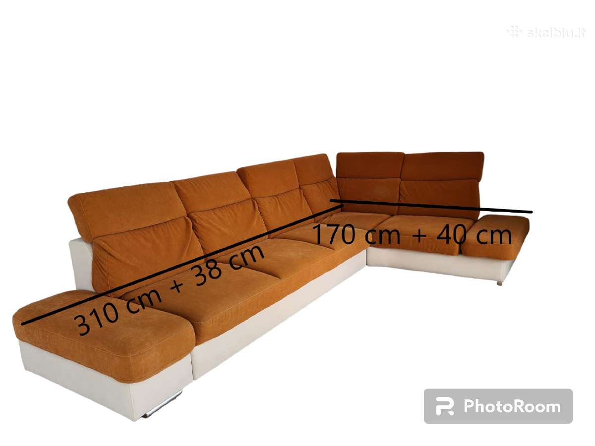 Kampinė sofa su miegama dalimi ir patalynės dėže - nuotraukos Nr. 4