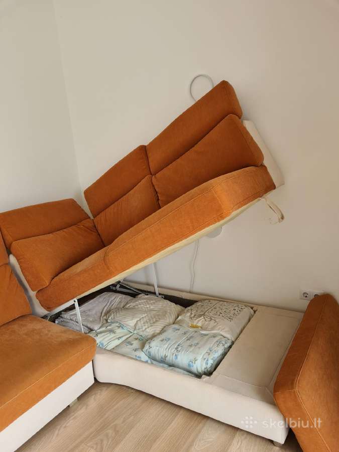Kampinė sofa su miegama dalimi ir patalynės dėže - nuotraukos Nr. 8