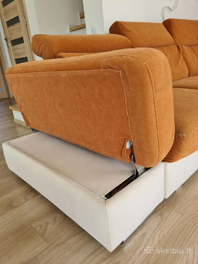 Kampinė sofa su miegama dalimi ir patalynės dėže - nuotraukos Nr. 10