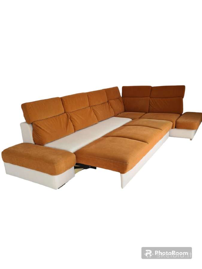 Kampinė sofa su miegama dalimi ir patalynės dėže - nuotraukos Nr. 2