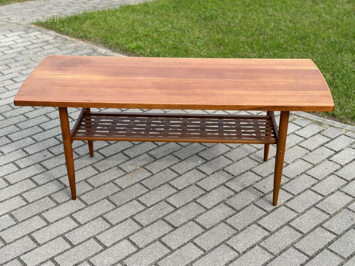 Scandinaviškas Mid-century tikmedzio kavos stalas - nuotraukos Nr. 2