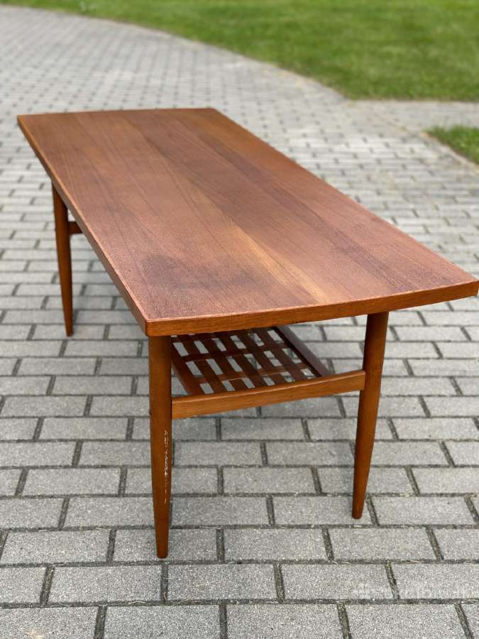 Scandinaviškas Mid-century tikmedzio kavos stalas - nuotraukos Nr. 3