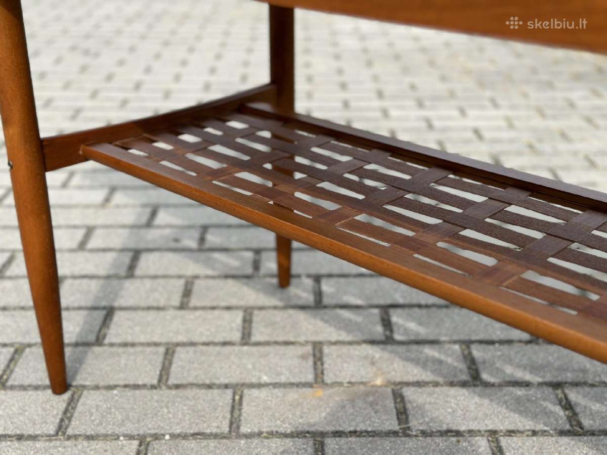 Scandinaviškas Mid-century tikmedzio kavos stalas - nuotraukos Nr. 4