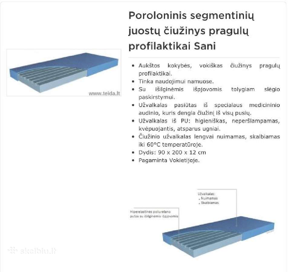 Poroloninis segmentinių juostų čiuž: pragulų prof.