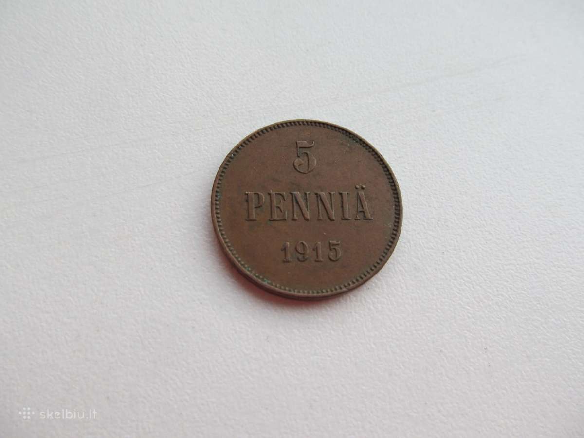5 pennia , Suomija Rusija , 1907,1908,1911, 1915 - nuotraukos Nr. 7