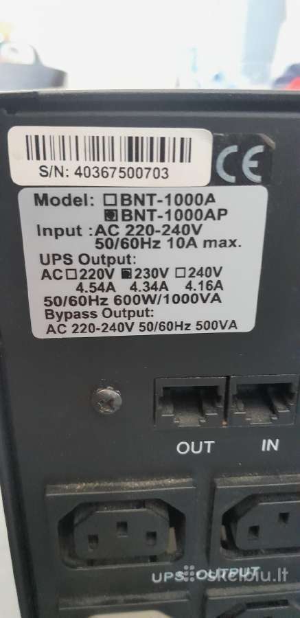 Pcm Ups Bnt-1000 Ap 1kva 600w - nuotraukos Nr. 8