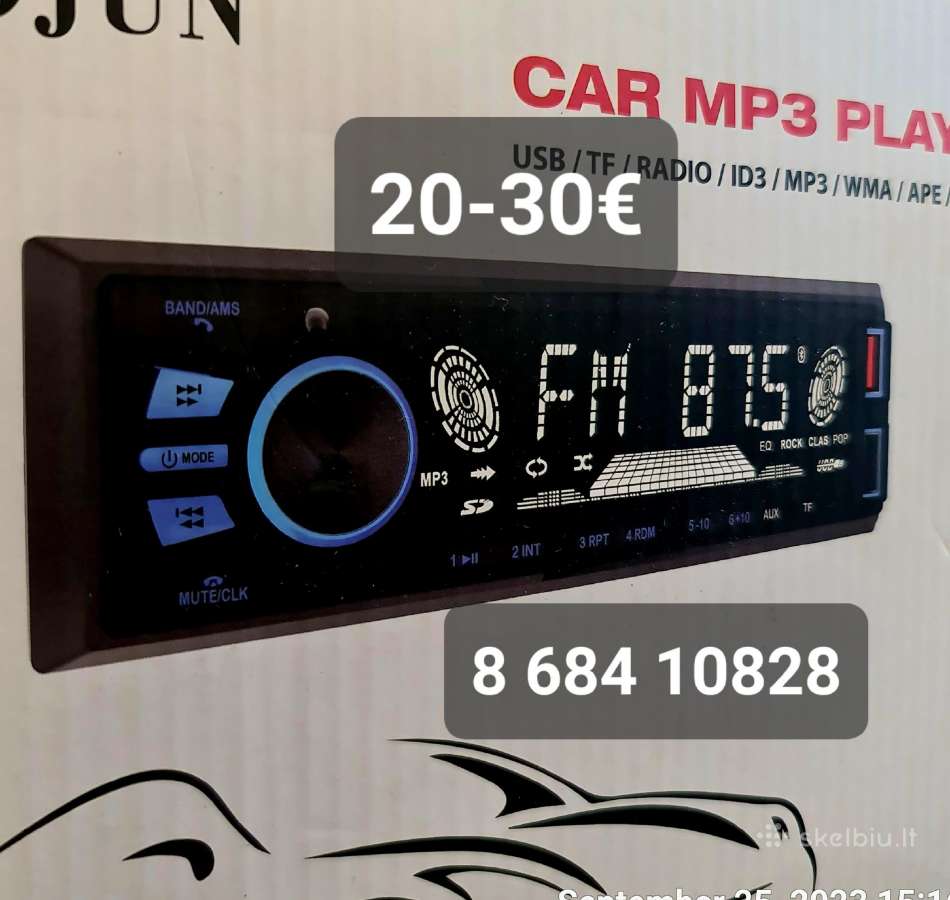 Auto magnetola. Usb ir bluetooth