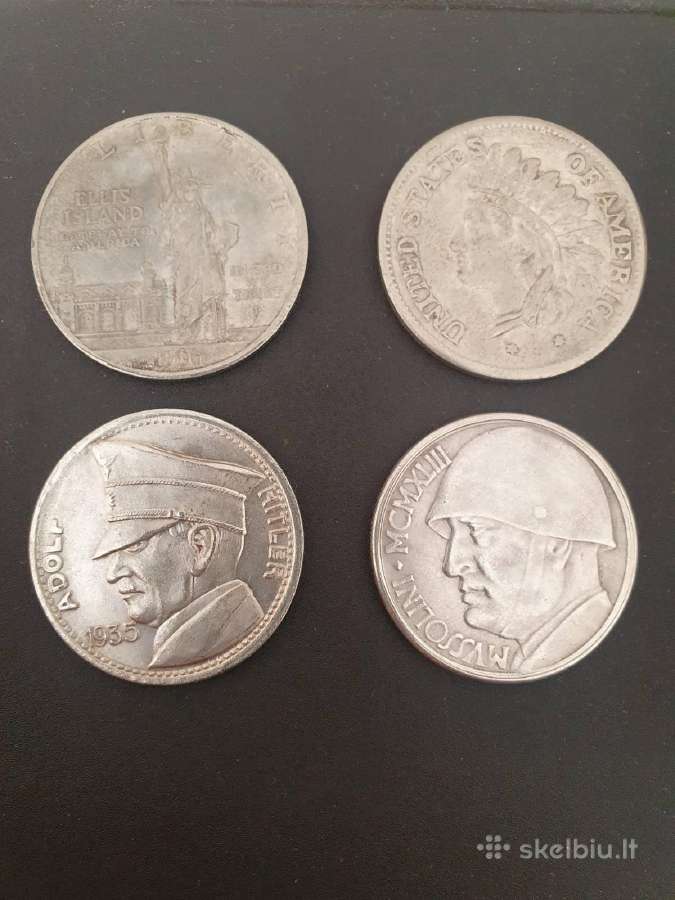 Monetos (kopijos), doleris, reichsmarkes, liros