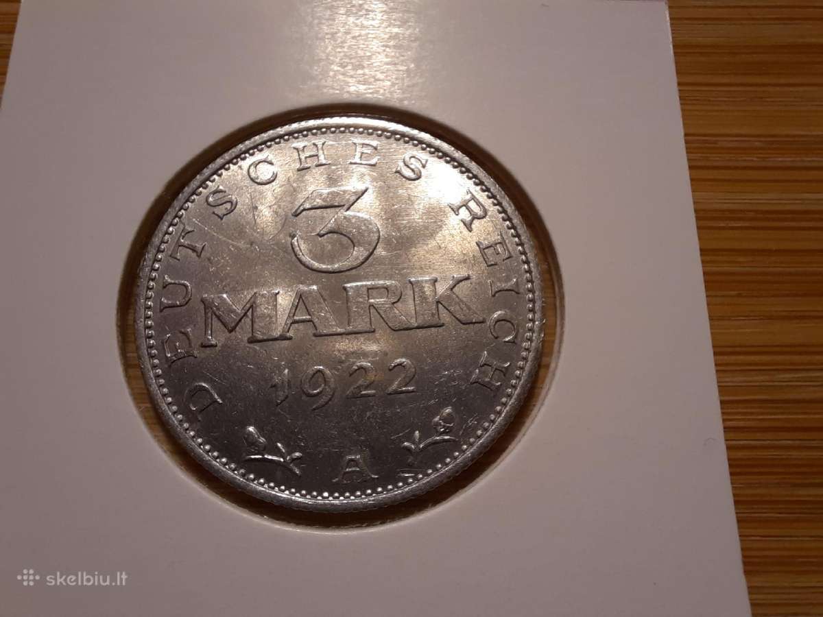 3 Reich Markes 1922 A - Vokietija