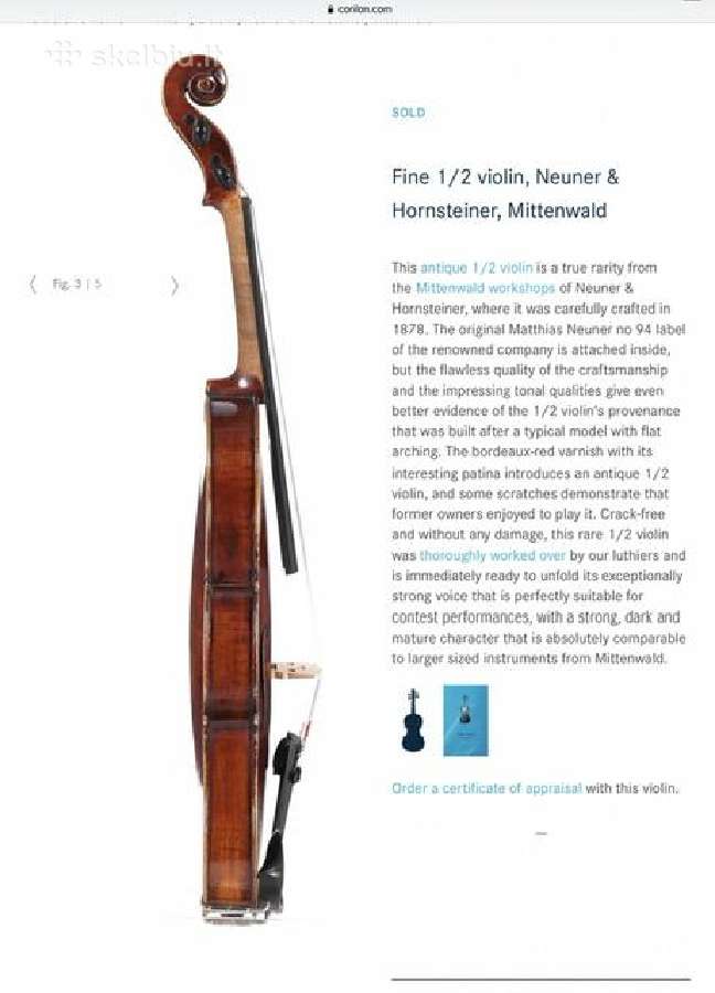 1/2 Smuikas 1878 m. Neuner Horsteiner, Mittenwald - nuotraukos Nr. 5