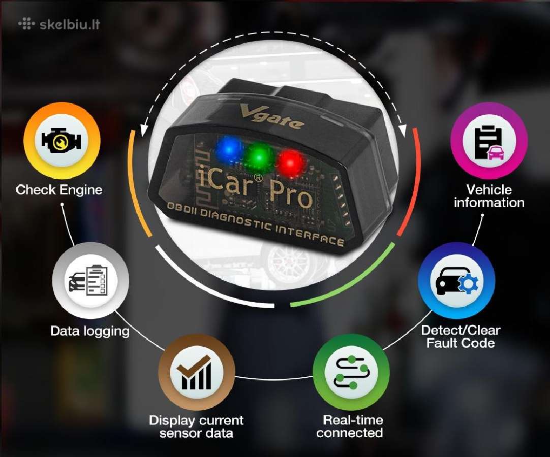 Vgate icar 2 WiFi Android Obd2 Elm327 diagnostika - nuotraukos Nr. 2