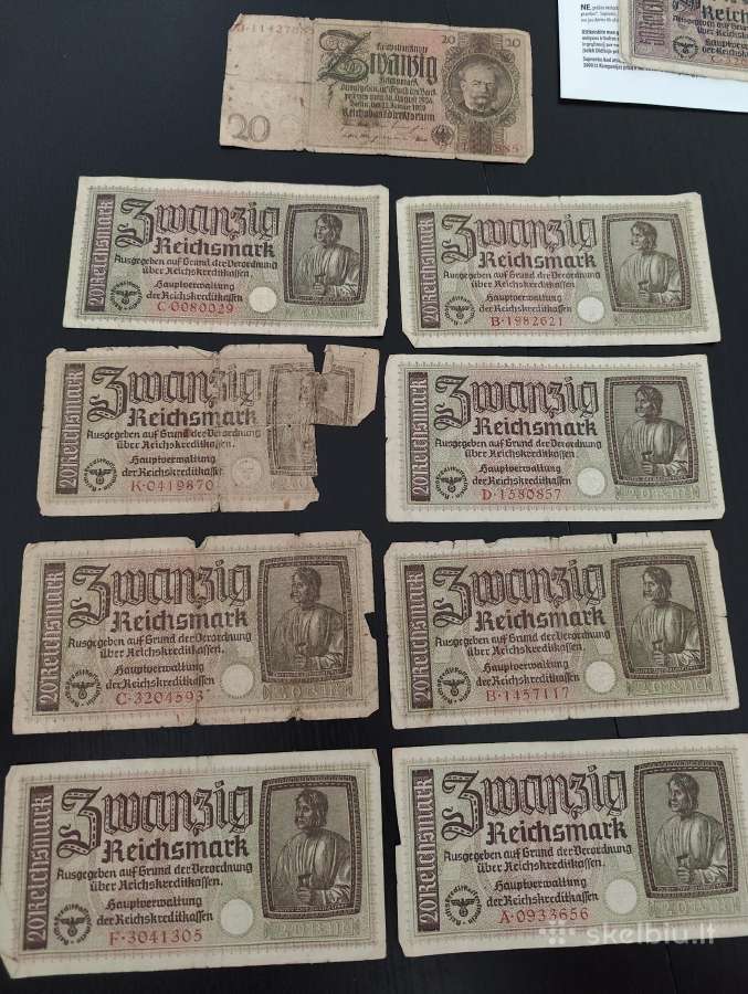 Reichsmark ir Rentenmark banknotai - nuotraukos Nr. 5