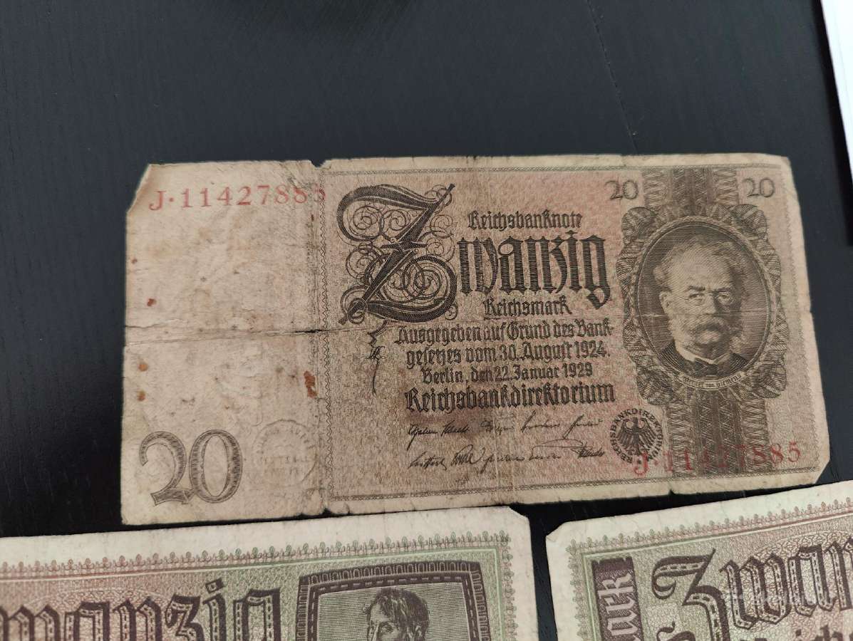 Reichsmark ir Rentenmark banknotai - nuotraukos Nr. 3