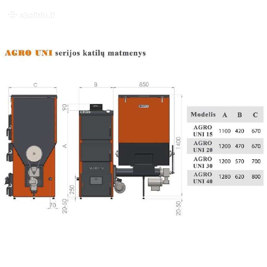 Katilas granul. "Agro Uni 20" 20 kw su 400l talpa - nuotraukos Nr. 2