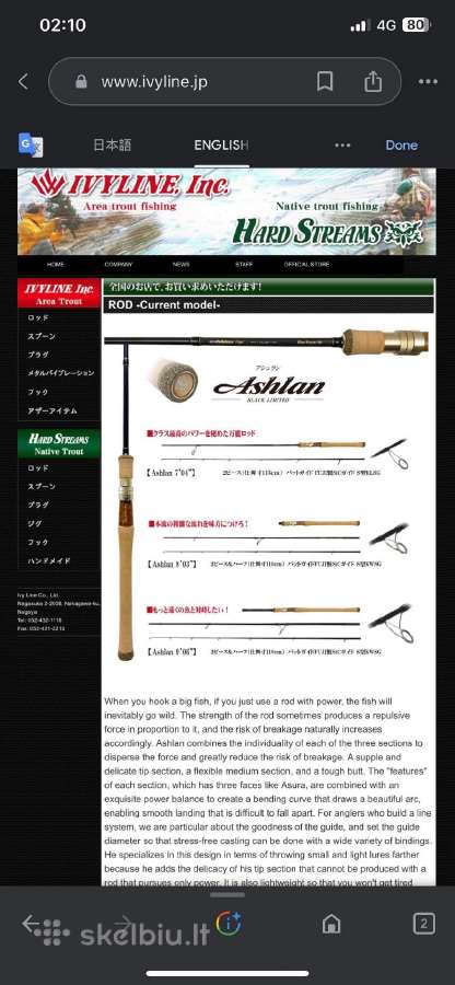 Ivyline Ashlan Hard streams spiningas 250cm7-20g