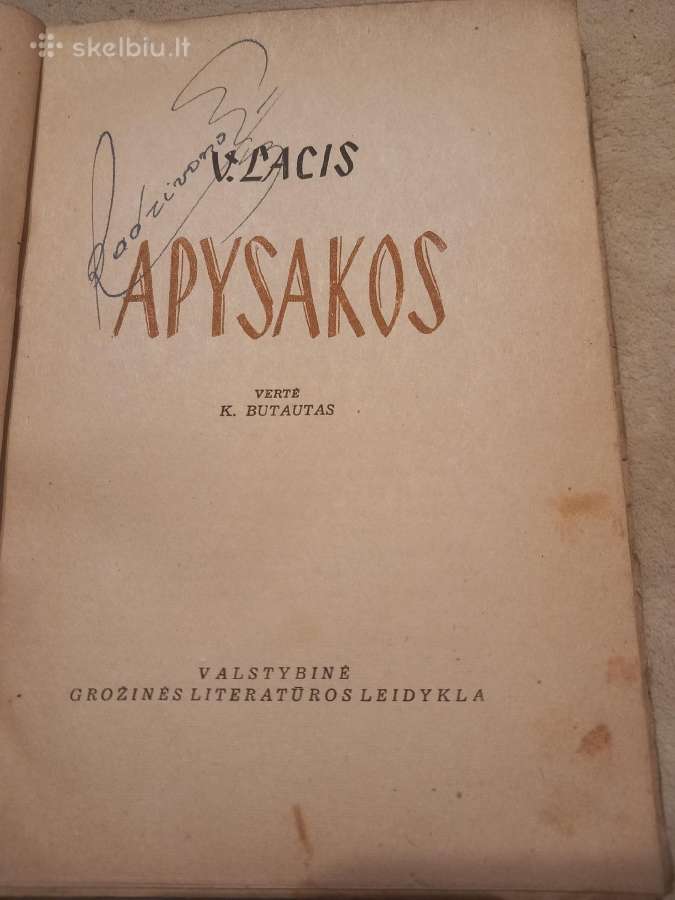 Sena knyga V. Lacis "Apysakos" - nuotraukos Nr. 2