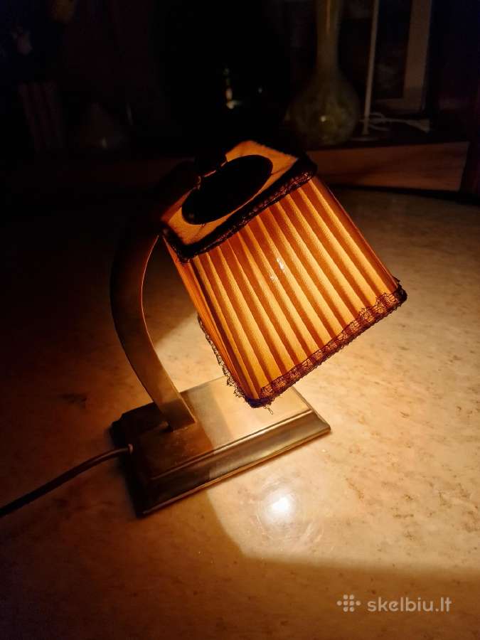 Vintažinis Art Deco žalvarinis stalo šviestuvas
