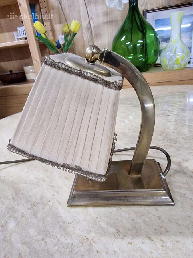 Vintažinis Art Deco žalvarinis stalo šviestuvas - nuotraukos Nr. 9