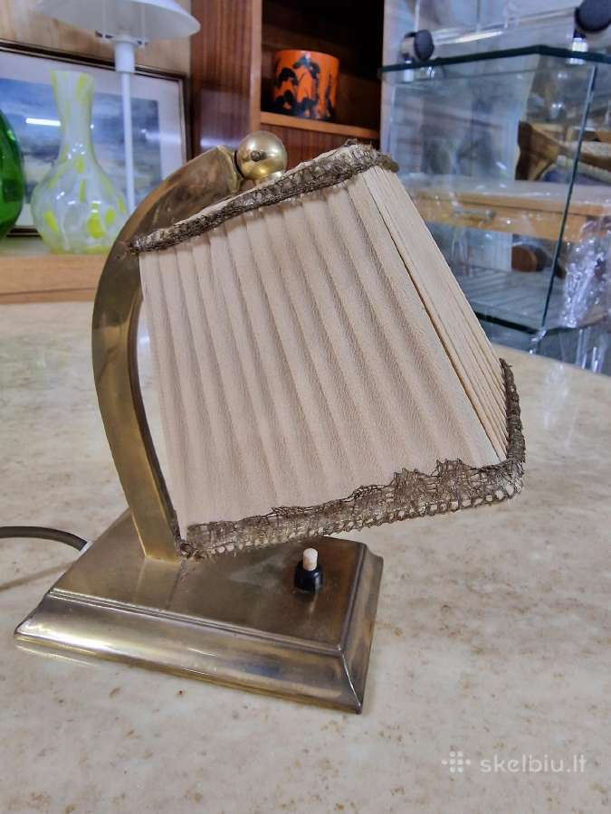 Vintažinis Art Deco žalvarinis stalo šviestuvas - nuotraukos Nr. 15