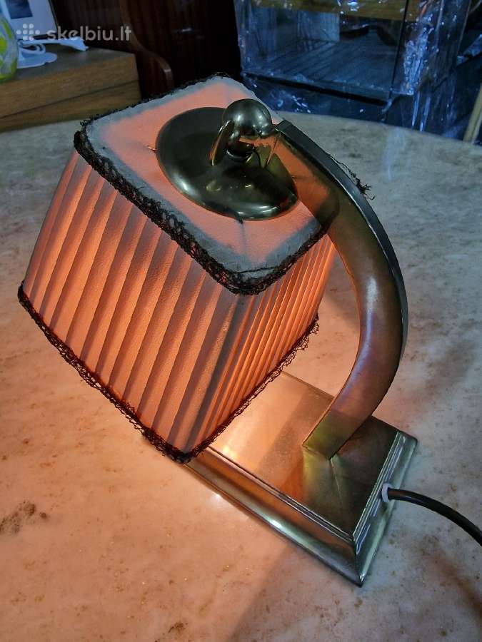 Vintažinis Art Deco žalvarinis stalo šviestuvas - nuotraukos Nr. 10