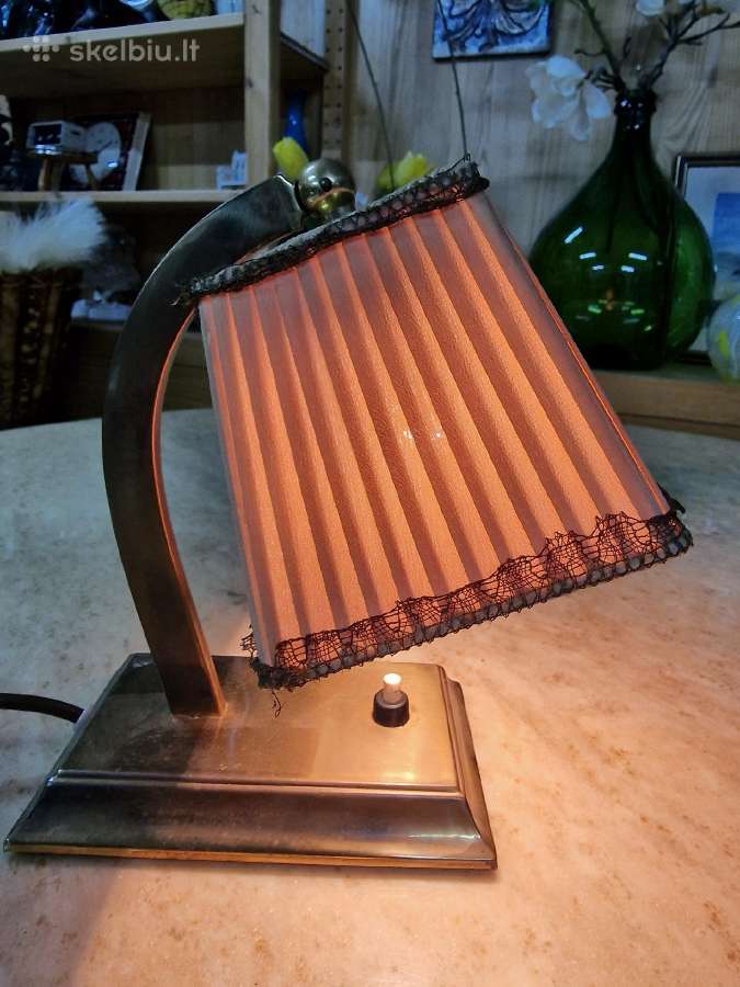 Vintažinis Art Deco žalvarinis stalo šviestuvas - nuotraukos Nr. 13