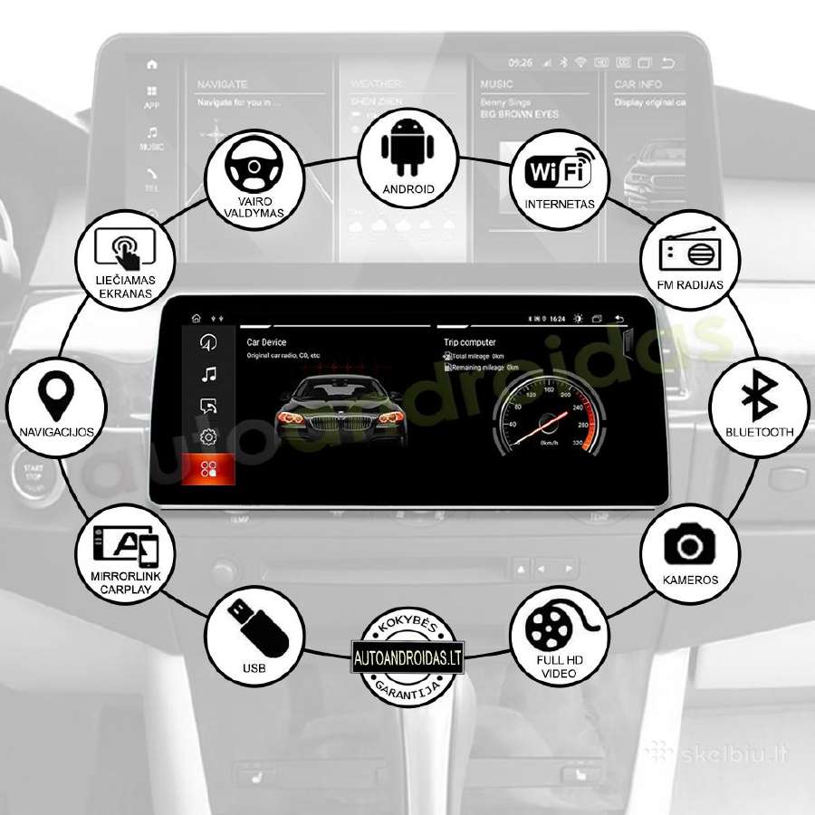 Bmw 5 E60 E61 3 E90 E91 2003-12 Android multimedia - nuotraukos Nr. 2