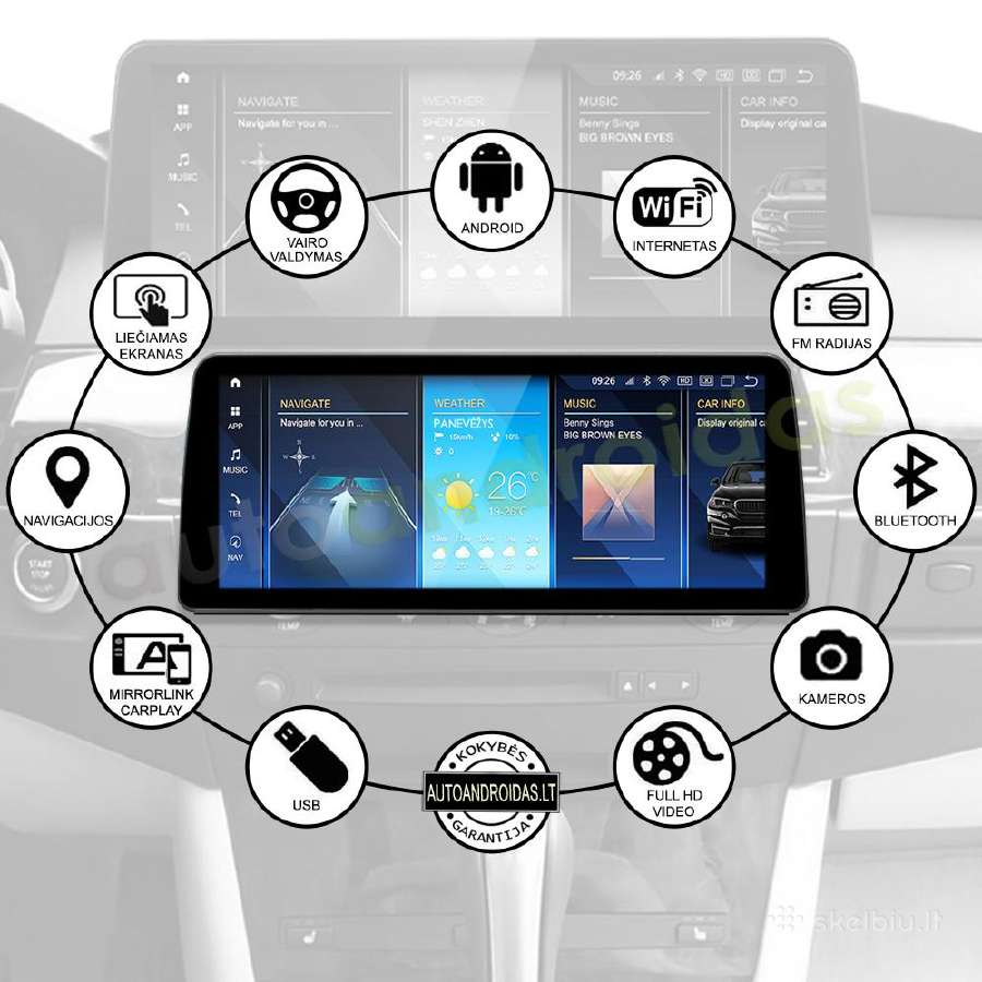 Bmw 5 E60 E61 3 E90 E91 2003-12 Android multimedia - nuotraukos Nr. 3