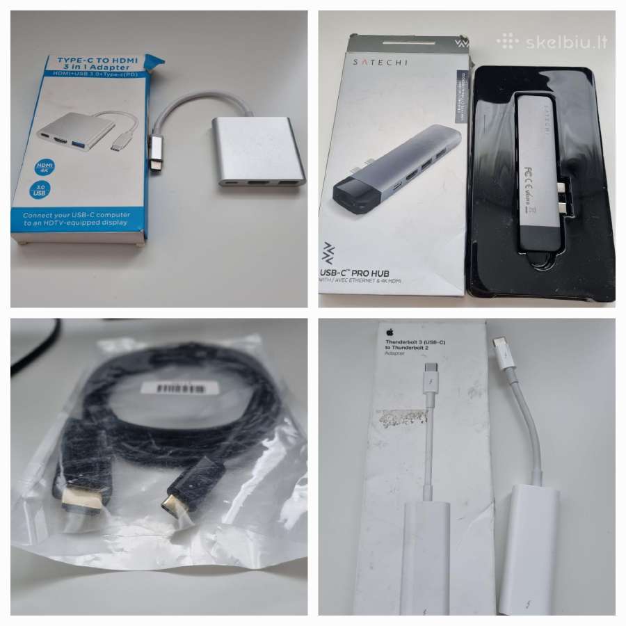 Kabeliai, adapteriai, ikrovikliai, apple, type C