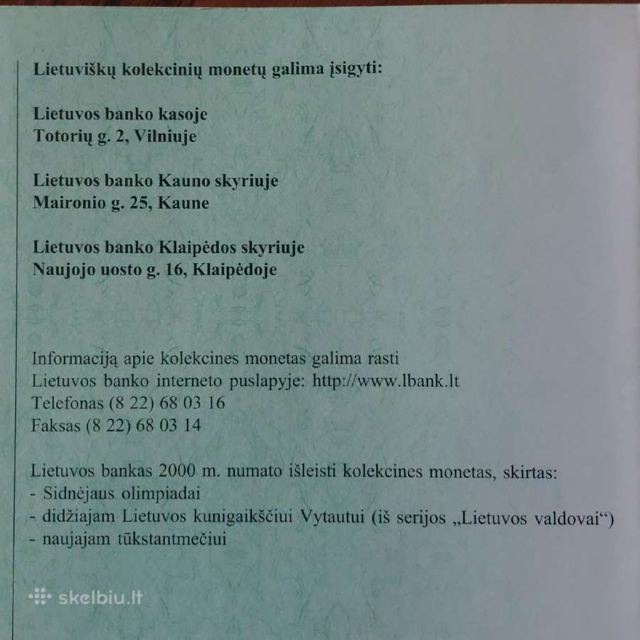 Monetų katalogas-lankstinukas 1993 - 2000 m. - nuotraukos Nr. 9