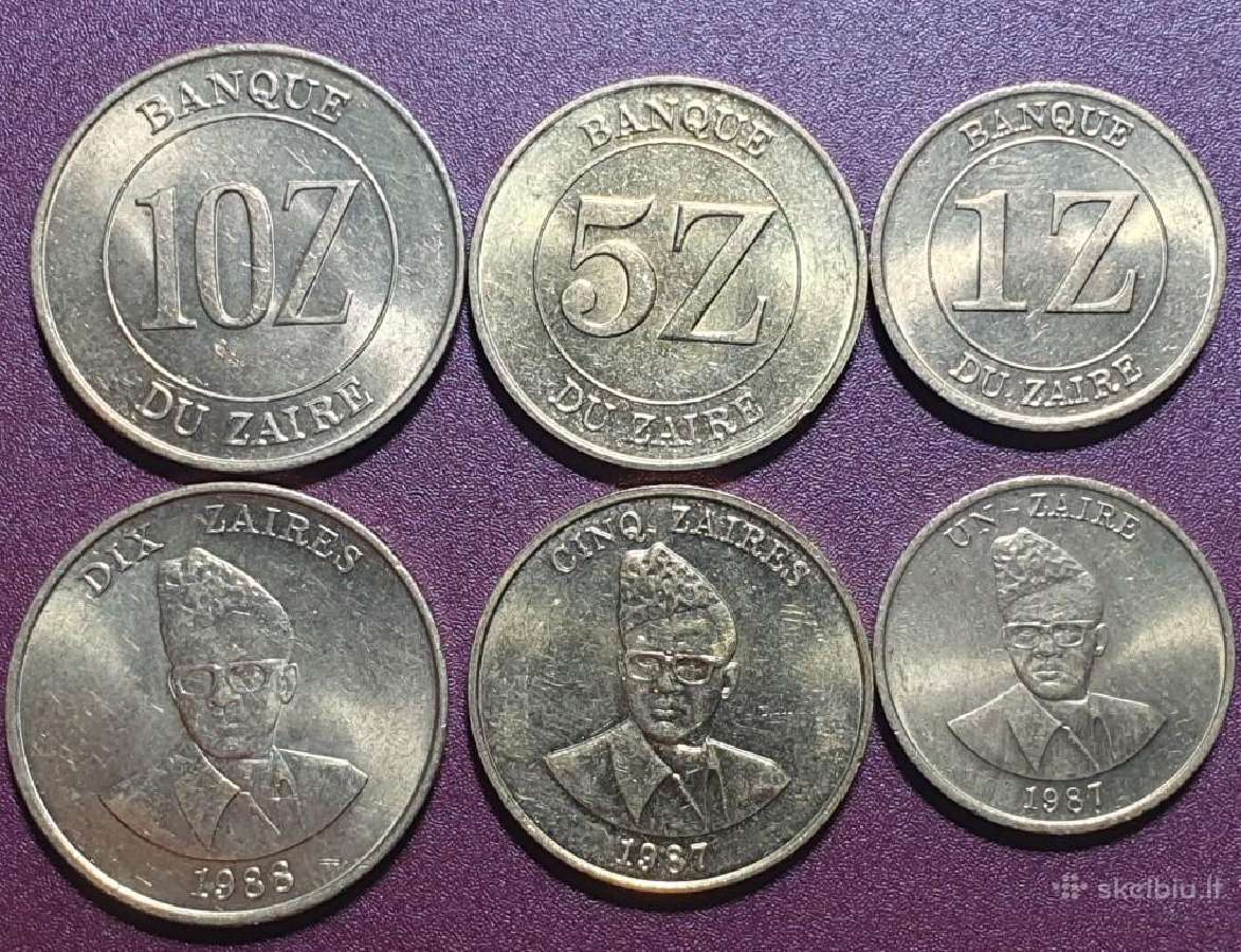 Zairas 1987-1988 Zairų, 3 Vnt. Rinkinys