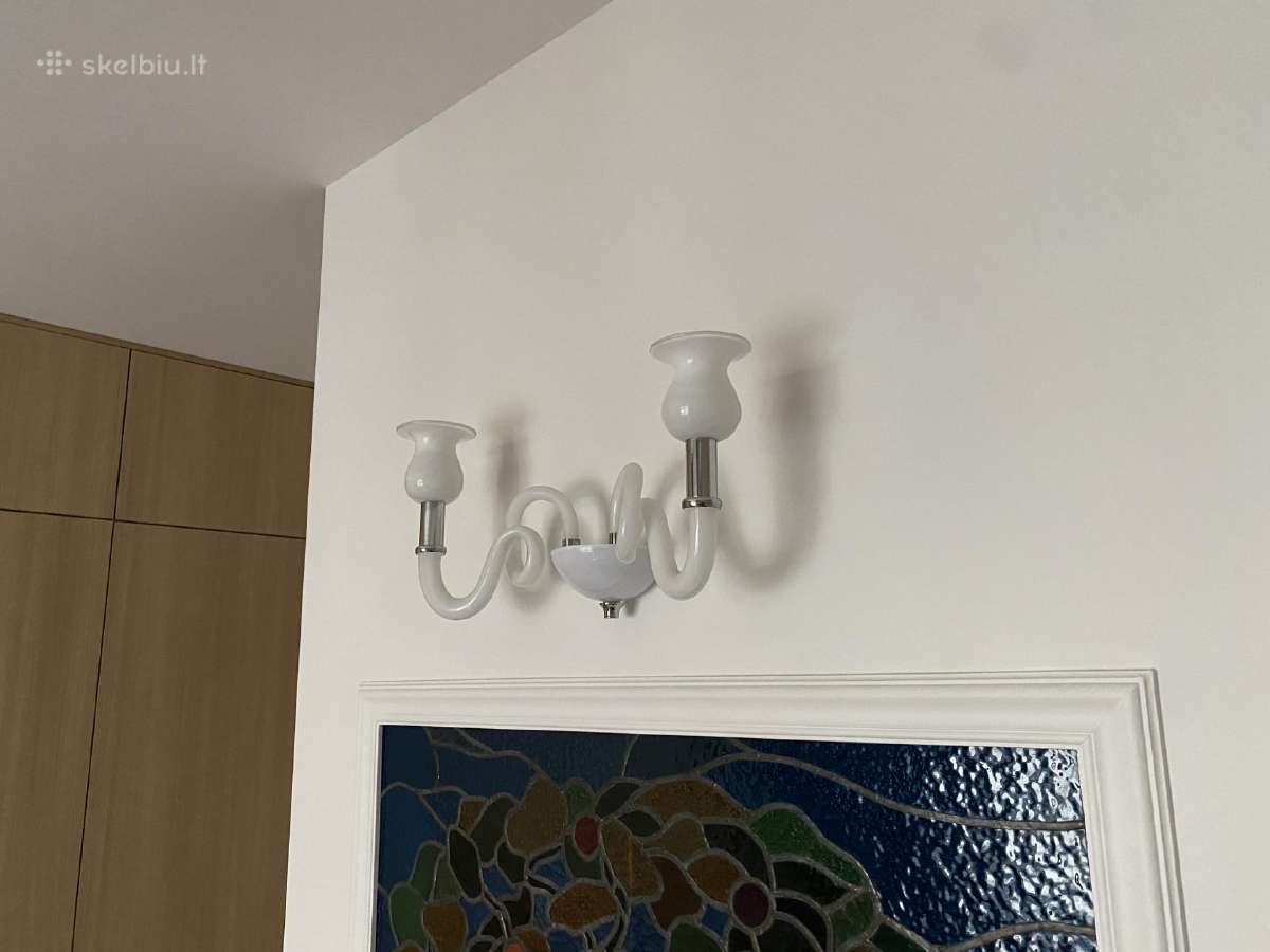 2vnt balti stiklo keraminiai sieniniai šviestuvai - nuotraukos Nr. 6