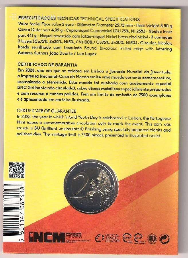 2023 Portugalijos proginės 2 eurų monetos - nuotraukos Nr. 3