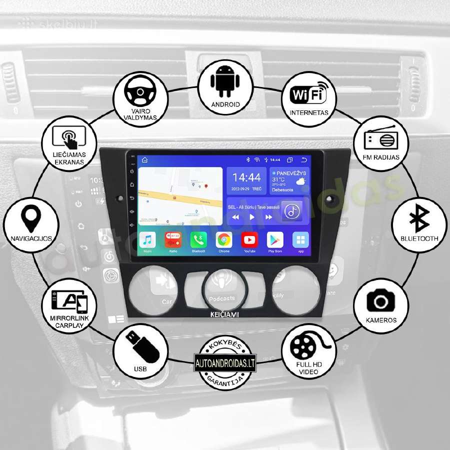 Bmw 3 E90 E91 E92 2004-13 Android multimedia GPS - nuotraukos Nr. 2
