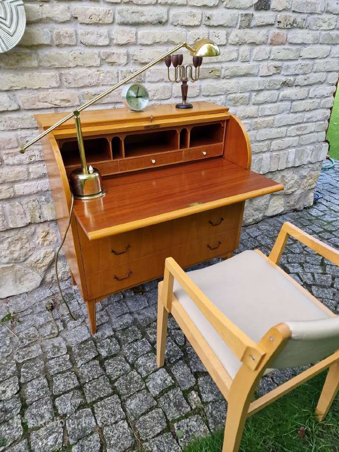 Vintažinis mid century tikmedžio sekreteras