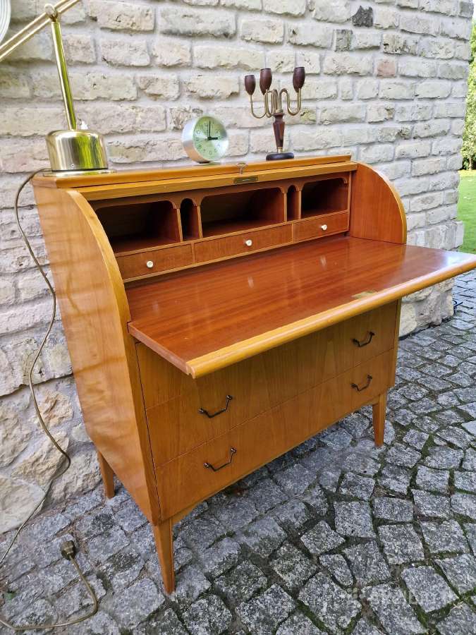 Vintažinis mid century tikmedžio sekreteras - nuotraukos Nr. 2