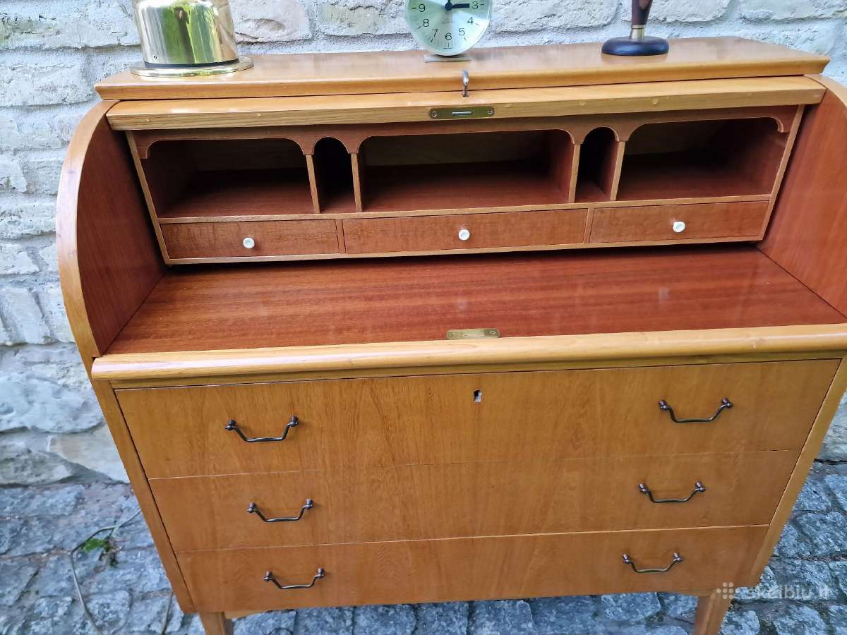 Vintažinis mid century tikmedžio sekreteras - nuotraukos Nr. 4