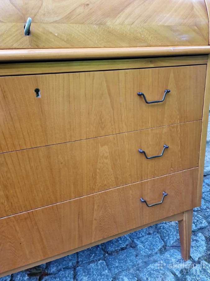 Vintažinis mid century tikmedžio sekreteras - nuotraukos Nr. 5