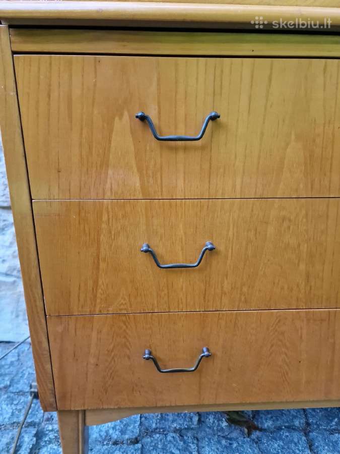 Vintažinis mid century tikmedžio sekreteras - nuotraukos Nr. 7