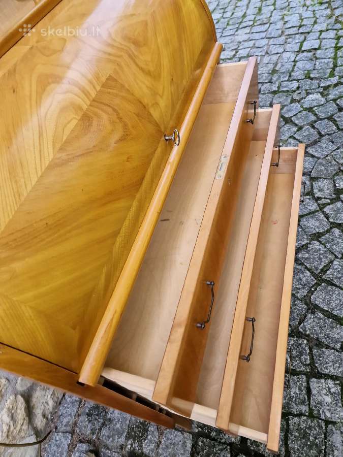 Vintažinis mid century tikmedžio sekreteras - nuotraukos Nr. 9