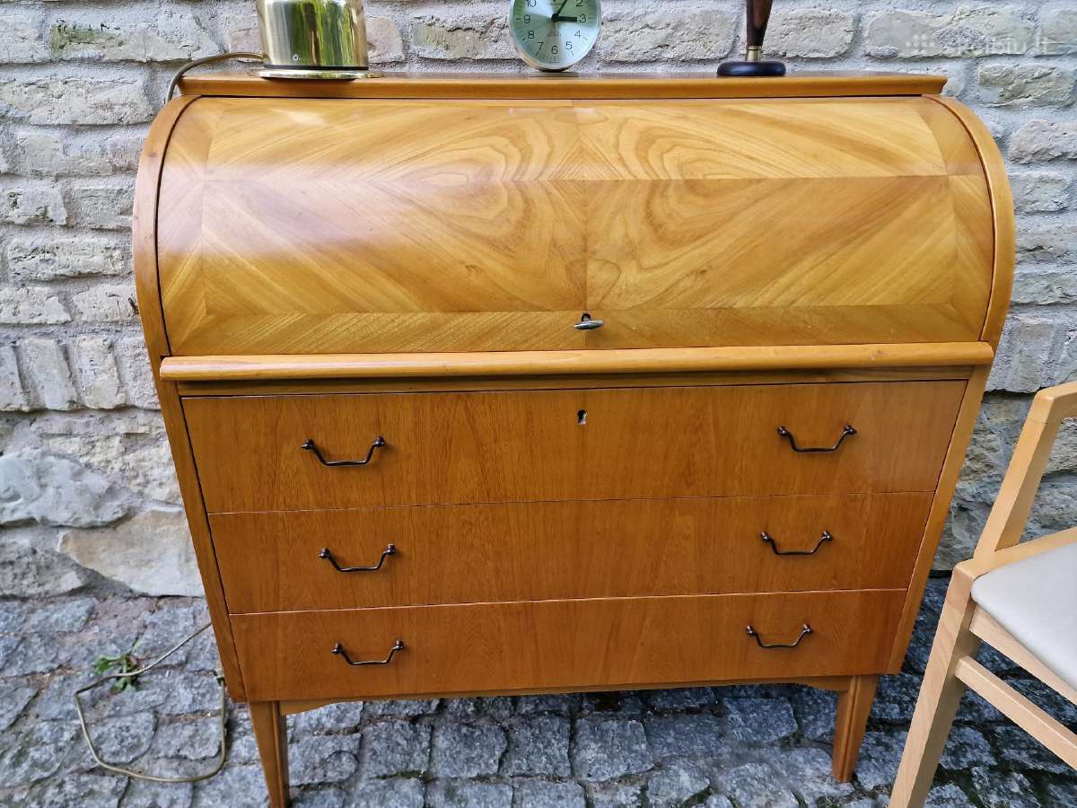 Vintažinis mid century tikmedžio sekreteras - nuotraukos Nr. 10