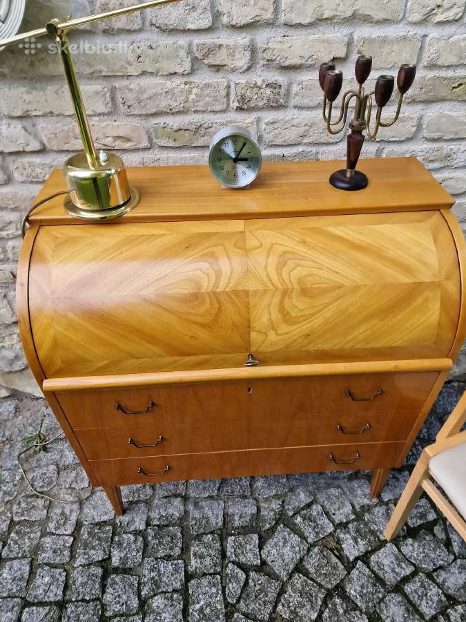 Vintažinis mid century tikmedžio sekreteras - nuotraukos Nr. 12